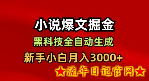 小说爆文掘金，黑科技一键全自动生成，新手小白月入3000+【揭秘】-流年日记