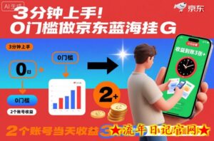 3分钟上手!0门槛做京东蓝海全自动掘金,2个账号当天收益3张+,小白闭眼冲【揭秘】-流年日记