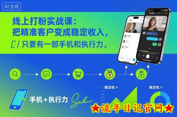 线上打粉实战课：把精准客户变成稳定收入，只要有一部手机和执行力-流年日记