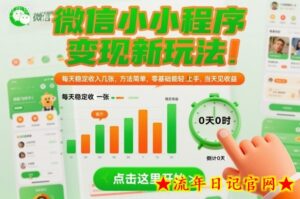 微信小程序变现新玩法,每天稳定收入几张,方法简单,零基础也能轻松上手,当天见收益【揭秘】-流年日记