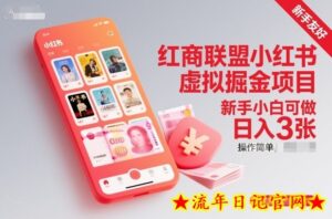 红商联盟小红书虚拟掘金项目,新手小白可做,操作简单,日入3张-流年日记