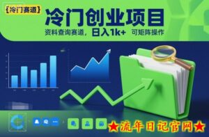 冷门创业项目,资料查询赛道,日入1k+,可矩阵操作-流年日记