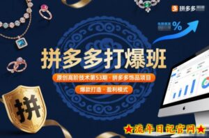 拼多多打爆班原创高阶技术第53期，拼多多饰品项目-流年日记