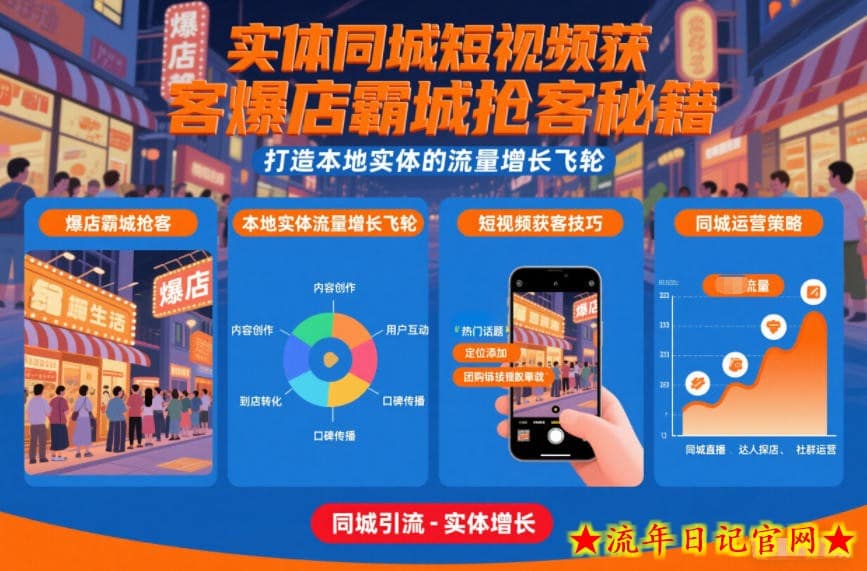 实体同城短视频获客爆店霸城抢客秘籍，打造本地实体的流量增长飞轮-流年日记