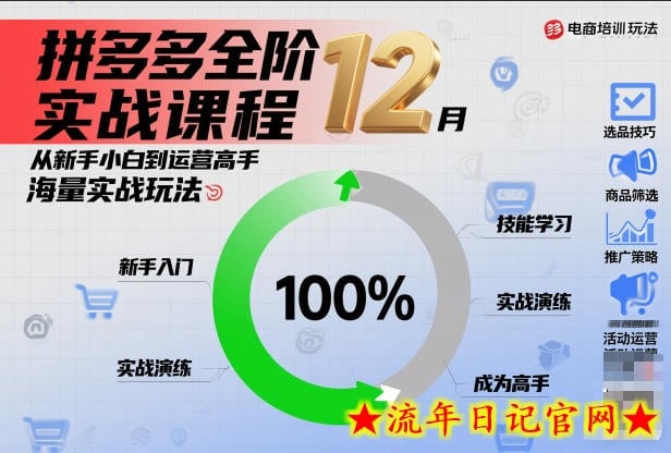 拼多多全阶实战课程12月，从新手小白到运营高手，海量实战玩法-流年日记