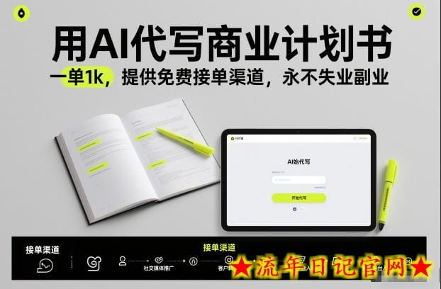 用AI代写商业计划书，一单1k，提供免费接单渠道，永不失业副业-流年日记