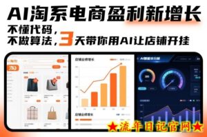 AI淘系电商盈利新增长，不懂代码，不做算法，3天带你用AI让店铺开挂-流年日记