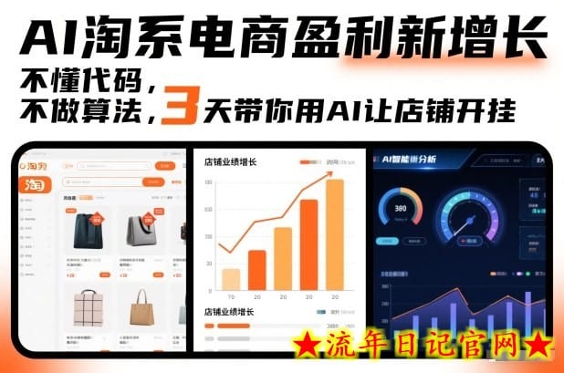 AI淘系电商盈利新增长，不懂代码，不做算法，3天带你用AI让店铺开挂-流年日记