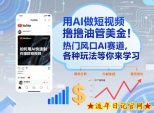 用AI做短视频撸油管美金，热门风口AI赛道，你不做我做，各种玩法等你来学习-流年日记
