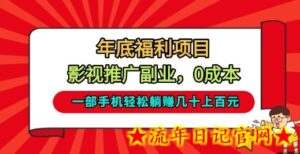 年底福利项目，影视推广副业，一部手机轻松躺入几十上百【揭秘】-流年日记