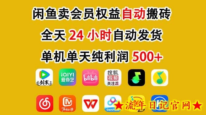 闲鱼卖会员权益，一部手机日入5张+，无需囤货全程24小时自动托管-流年日记
