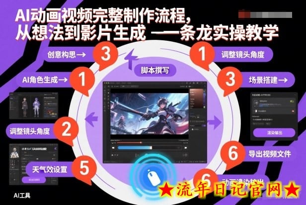 AI动画视频完整制作流程，从想法到影片生成一条龙实操教学-流年日记