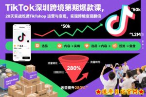 TikTok深圳跨境第2期爆款课，20天实战吃透TikTok Shop运营与变现，实现跨境变现翻倍-流年日记