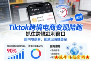 Tiktok跨境电商变现陪跑，抓住跨境红利窗口，国内电商卷，那就出海賺美金-流年日记