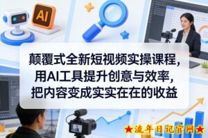 颠覆式全新短视频实操课程，用AI工具提升创意与效率，把内容变成实实在在的收益-流年日记