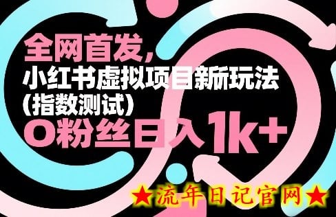 全网首发，小红书虚拟项目新玩法（指数测试），0粉丝日入1k+，整个玩法完整拆解！