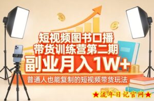 短视频图书口播带货训练营第二期，副业月入1W＋，普通人也能复制的短视频带货玩法（更新）-流年日记