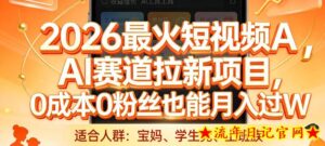 2026最火短视频AI赛道拉新项目，0成本0粉丝也能月入过1W【揭秘】-流年日记