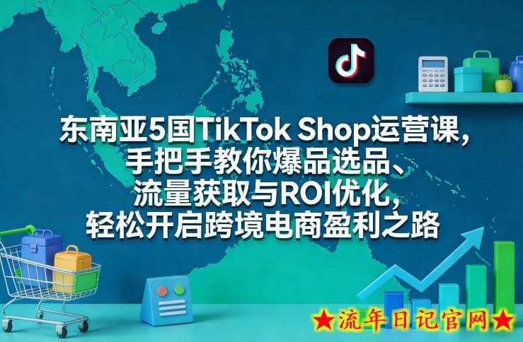 东南亚5国TikTok Shop运营课，手把手教你爆品选品、流量获取与ROI优化，轻松开启跨境电商盈利之路