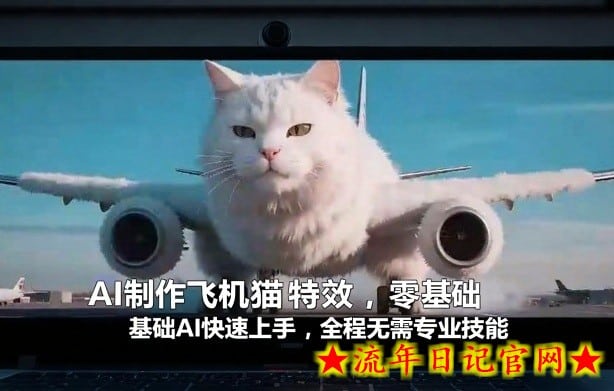 AI制作飞机猫特效，零基础AI快速上手，全程无需专业技能