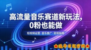 高流量音乐赛道新玩法，0粉也能做，冷启动破万播，轻松涨粉变现-流年日记