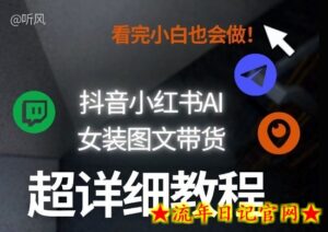抖音小红书AI女装图文带货教程全拆解！小白看了也会做，可批量可矩阵玩法-流年日记