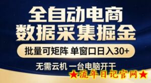 独家电商数据全自动采集项目，批量可矩阵，单窗口轻松日入3张+【揭秘】-流年日记