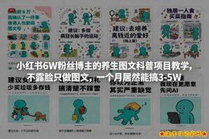 小红书6W粉丝博主的养生图文科普项目教学，不露脸只做图文，一个月居然能搞3-5W-流年日记
