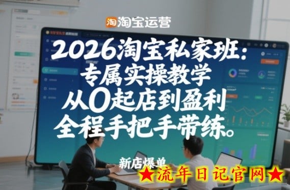 2026淘宝私家班：专属实操教学，从0起店到盈利，全程手把手带练（更新26年3月）
