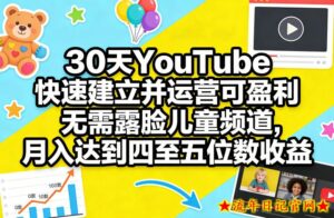 30天YouTube快速建立并运营可盈利无需露脸儿童频道，月入达到四至五位数收益-流年日记