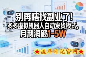 别再瞎找副业了！多多虚拟机器人自动发货模式，月利润破1-5W【揭秘】-流年日记