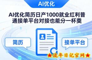 Ai优化简历日产1000就业红利普通接单平台对接也能分一杯羹【揭秘】-流年日记