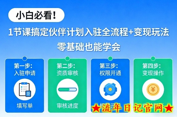 小白必看！1节课搞定伙伴计划入驻全流程+变现玩法，零基础也能学会