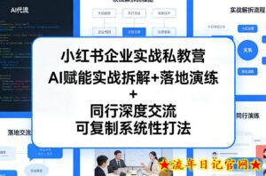 小红书企业实战私教营,AI赋能实战拆解+落地演练+同行深度交流,可复制系统性打法-流年日记