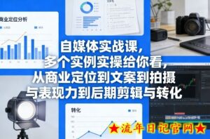 自媒体实战课,多个实例实操给你看,从商业定位到文案到拍摄与表现力到后期剪辑与转化-流年日记