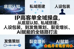 IP高客单全域操盘，从底层认知、私域搭建、人设包装，到发售策划、裂变增长、AI赋能的全链路打法-流年日记