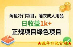 闲鱼冷门项目,情趣内衣成人用品,日收益1k+,正规项目绿色项目-流年日记
