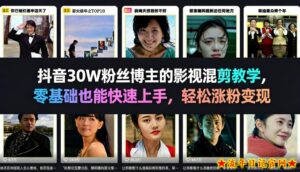 抖音30W粉丝博主的影视混剪教学，零基础也能快速上手，轻松涨粉变现-流年日记
