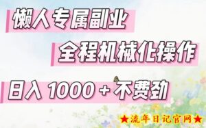 懒人专属副业，全程机械化操作，日入1k+操作简单，不费劲【揭秘】-流年日记
