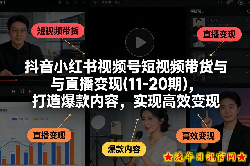 抖音小红书视频号短视频带货与直播变现(10-20期)，打造爆款内容，实现高效变现（更新）