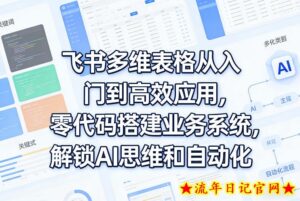 飞书多维表格从入门到高效应用，零代码搭建业务系统，解锁AI思维和自动化-流年日记