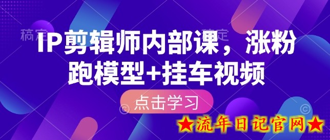 IP剪辑师内部课，涨粉跑模型+挂车视频（更新）