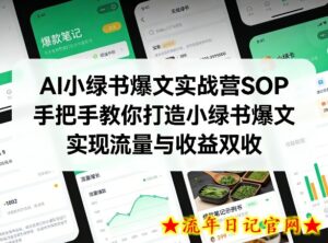 AI小绿书爆文实战营SOP，手把手教你打造小绿书爆文，实现流量与收益双收-流年日记