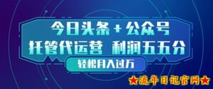今日头条+公众号双重代运营模式，每天花费十分钟发布，单日稳定变现3张+【揭秘】-流年日记