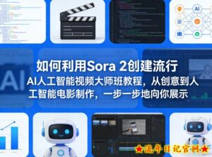 如何利用Sora 2创建流行AI人工智能视频大师班教程，从创意到人工智能电影制作，一步一步地向你展示-流年日记