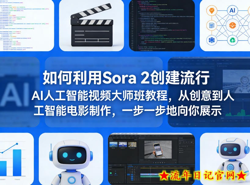 如何利用Sora 2创建流行AI人工智能视频大师班教程，从创意到人工智能电影制作，一步一步地向你展示