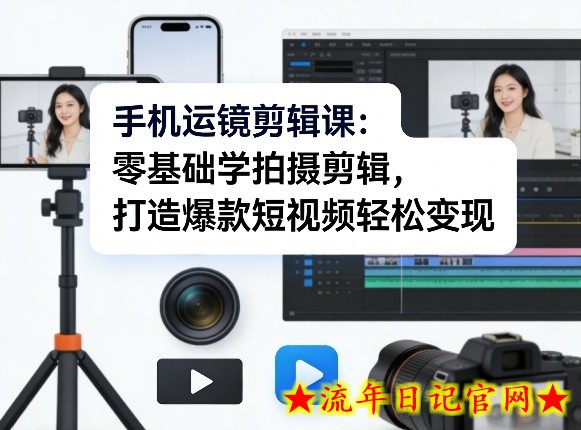 手机运镜剪辑课：零基础学拍摄剪辑，打造爆款短视频轻松变现
