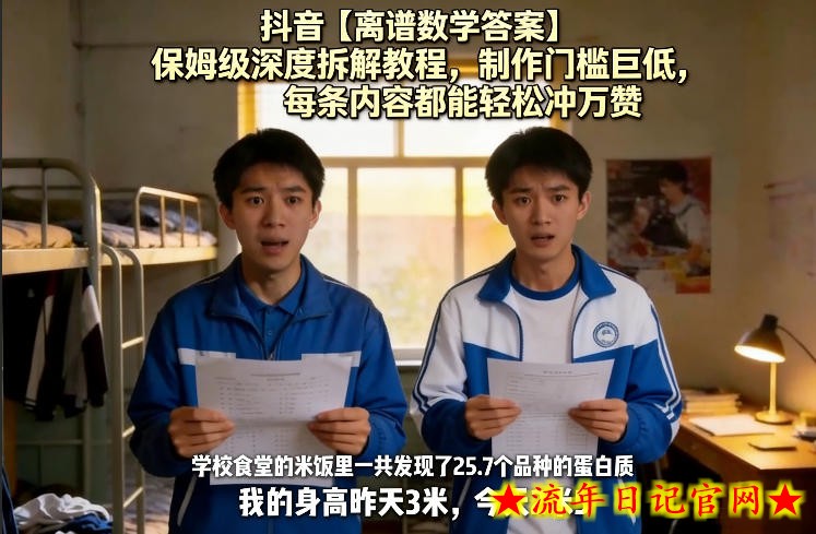 抖音【离谱数学答案】保姆级深度拆解教程，制作门槛巨低，每条内容都能轻松冲万赞，附详细步骤