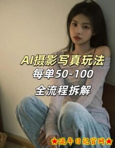 AI写真摄影接单玩法,一个免费的工具搞定,效果惊艳,单价50-100一套-流年日记