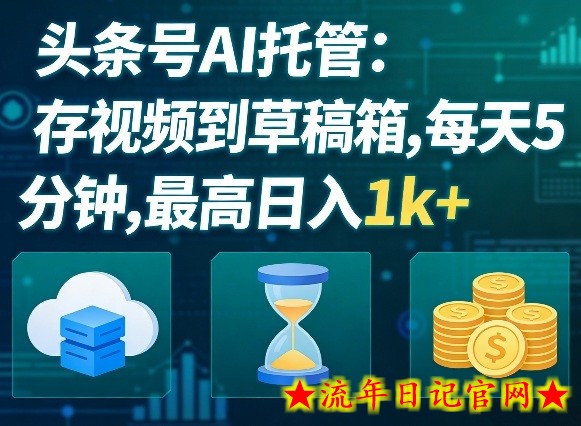 头条号AI托管，我存视频到你草稿箱，每天5分钟，最高日入1k+【揭秘】